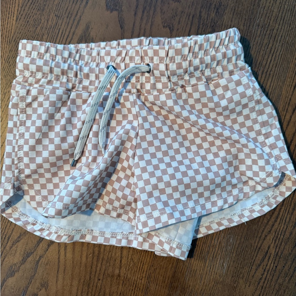 Checkered Tan and White Shorts
